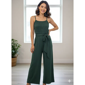 LANE BRYANT Jumpsuit Smocked Spaghetti Strap Wide Leg Green Women Size 22 24